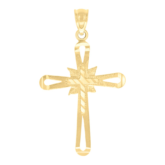 10kt Yellow Gold Mens Women Cross Religious Charm Pendant