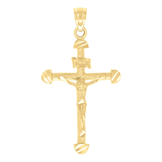 10kt Yellow Gold Womens Mens Unisex Crucifix Cross Religious Charm Pendant