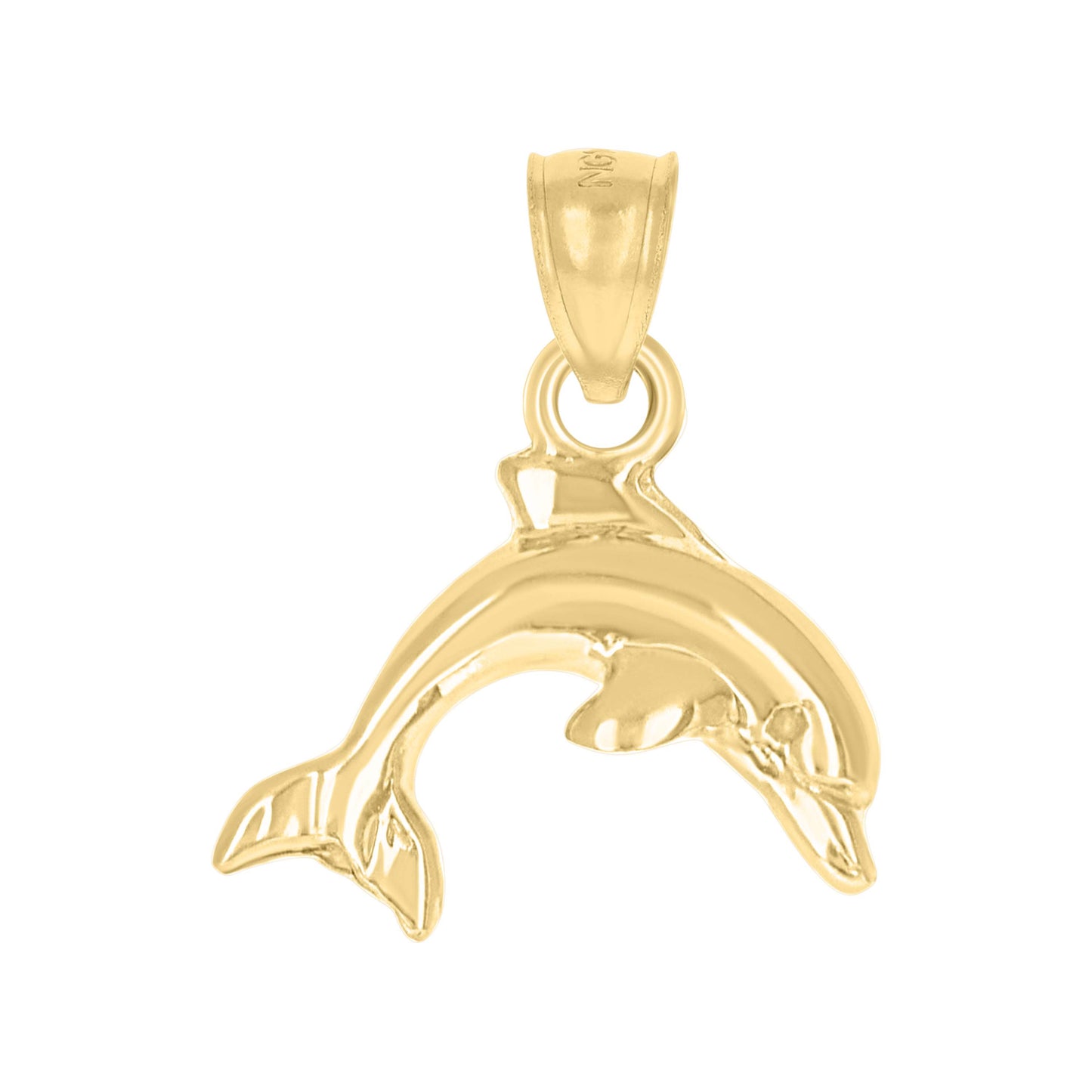 10k Yellow Gold Unisex Sea Dolphin Animal Charm Pendant