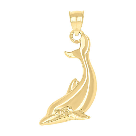10k Yellow Gold Womens Dolphin Animal Charm Pendant