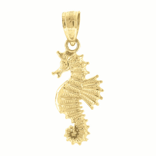 10k Yellow Gold Womens Seahorse Animal Charm Pendant