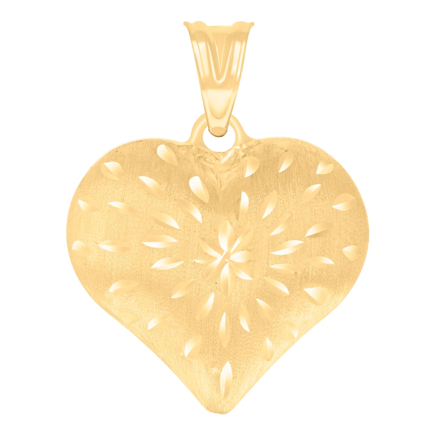 10k Yellow Gold Womens Puffed Heart Charm Pendant