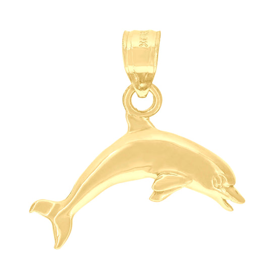 10k Yellow Gold Womens Dolphin Animal Charm Pendant