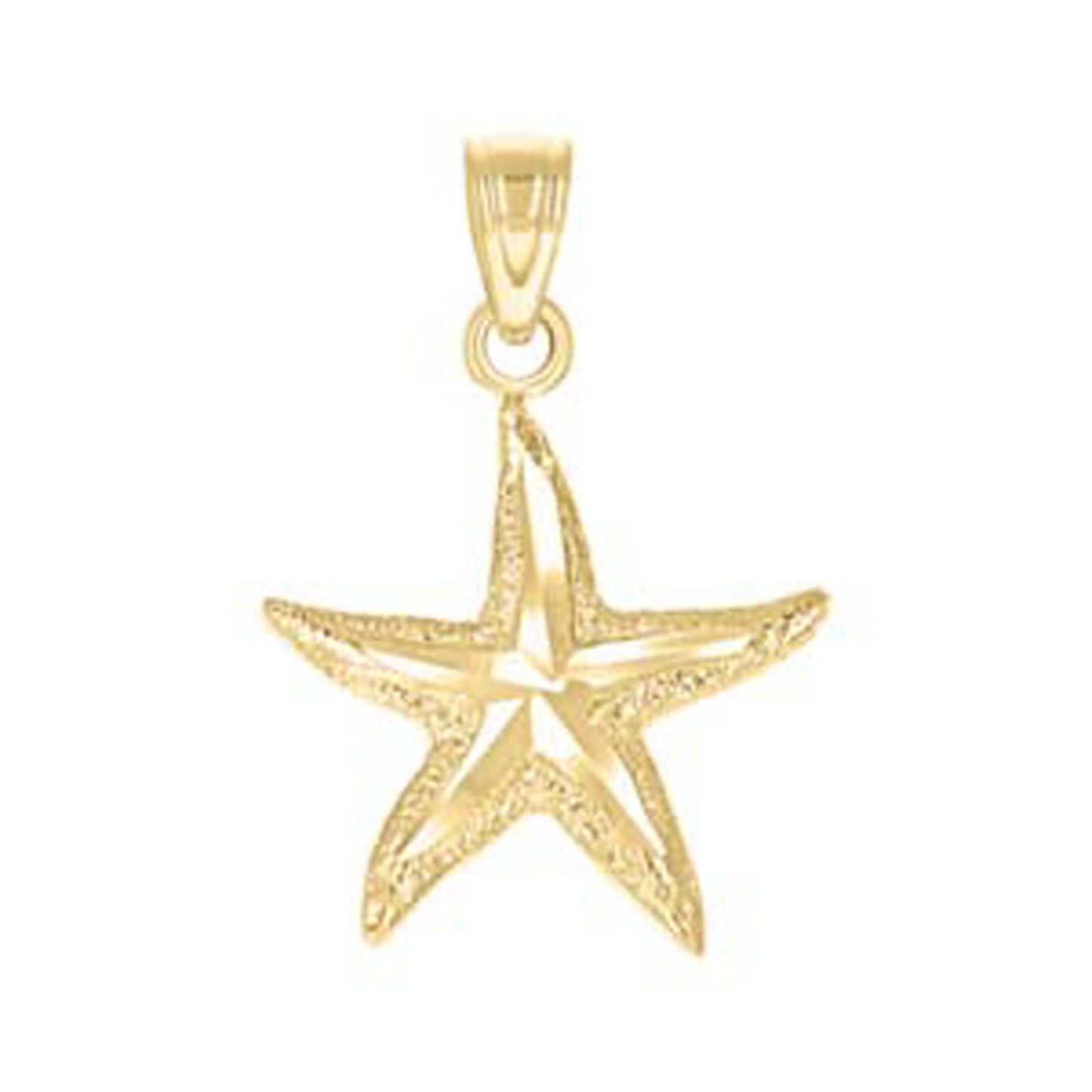 10k Yellow Gold Unisex Star Fish Sea Life Charm Pendant