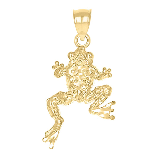 10k Yellow Gold Womens Frog Animal Charm Pendant