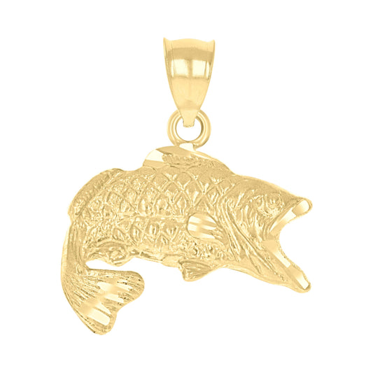 10k Yellow Gold Womens Fish Animal Charm Pendant