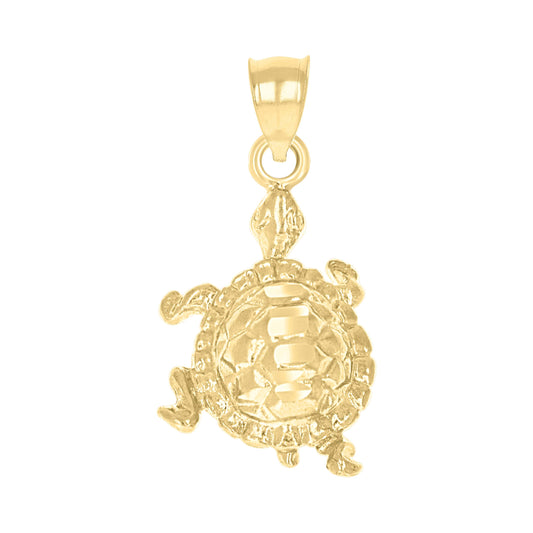 10k Yellow Gold Womens Turtle Animal Charm Pendant