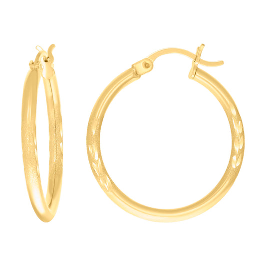 10k Yellow Gold Womens Round Tube Hoops Huggies Earrings