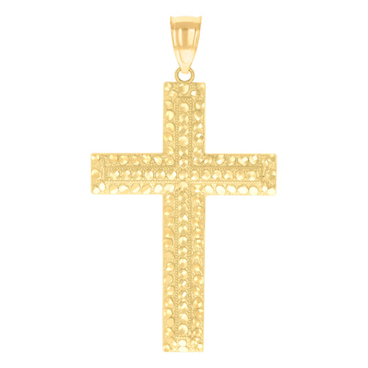 10kt Yellow Gold Unisex Nugget Cross Religious Charm Pendant