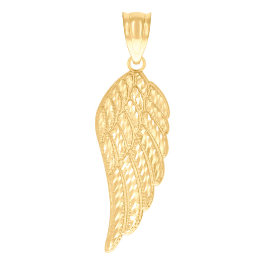 10k Yellow Gold Womens Angel Wing Angel Charm Pendant