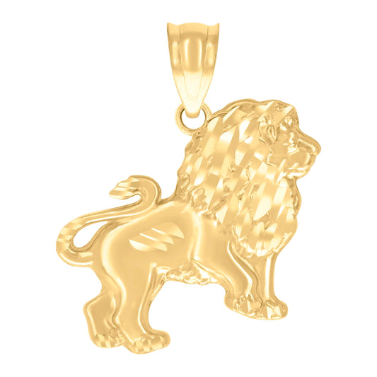 10k Yellow Gold Mens Lion Animal Wildlife Charm Pendant
