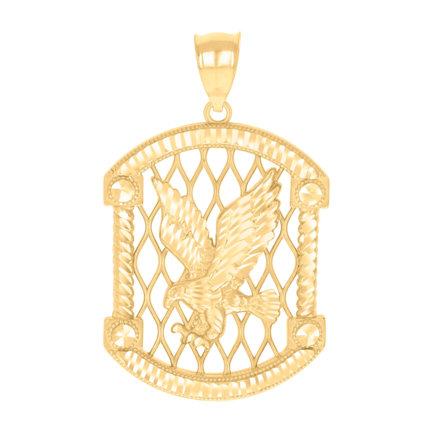 10k Yellow Gold Mens Eagle Patriotism Bird Wildlife Charm Pendant