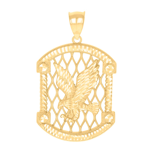 10k Yellow Gold Mens Eagle Patriotism Bird Wildlife Charm Pendant