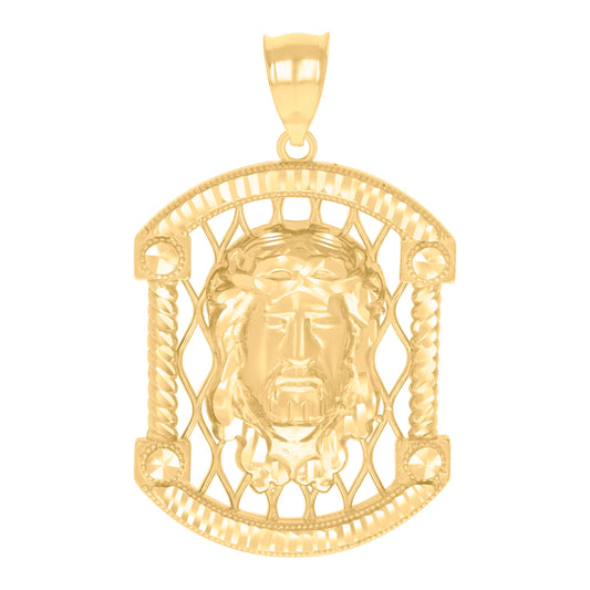 10k Yellow Gold Mens Jesus Religious Charm Pendant