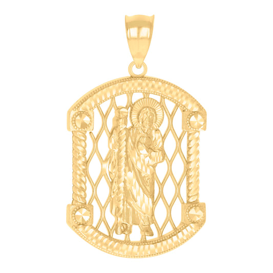 10k Yellow Gold Mens St. Jude Religious Charm Pendant