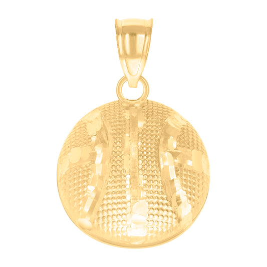 10k Yellow Gold Mens Basket Ball Sports Charm Pendant