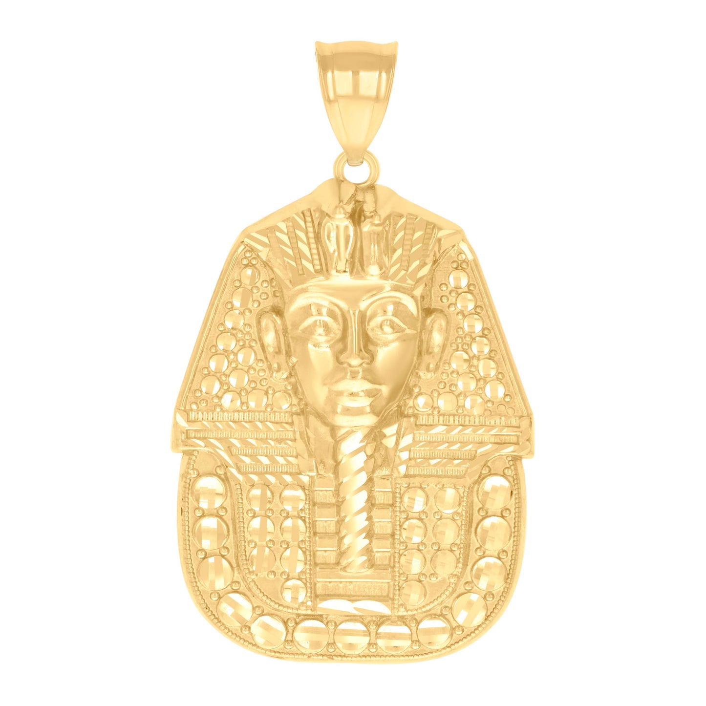 10k Yellow Gold Mens Pharaoh Egyptian Charm Pendant
