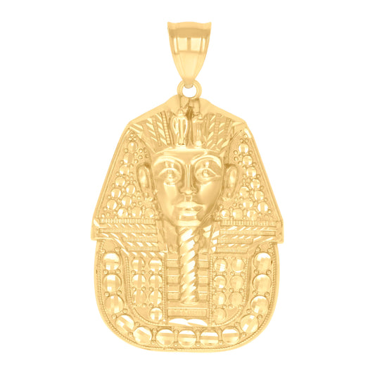 10k Yellow Gold Mens Pharaoh Egyptian Charm Pendant