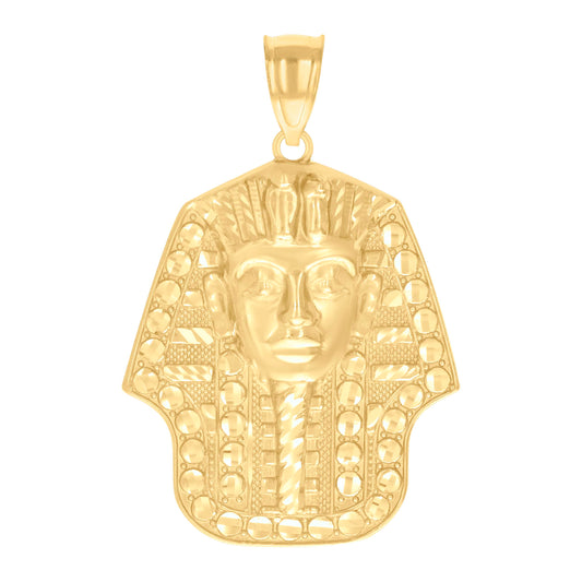 10k Yellow Gold Mens Pharaoh Egyptian Charm Pendant