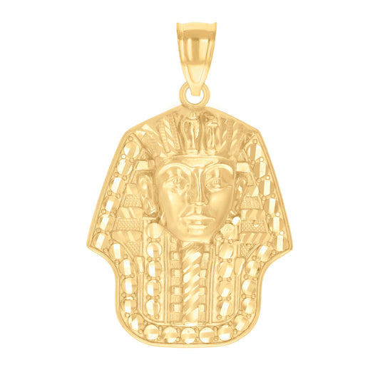 10k Yellow Gold Mens Pharaoh Egyptian Charm Pendant