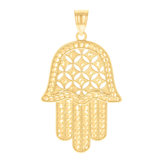 10k Yellow Gold Mens Hamsa Symbol Religious Charm Pendant