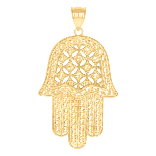 10k Yellow Gold Mens Hamsa Symbol Religious Charm Pendant