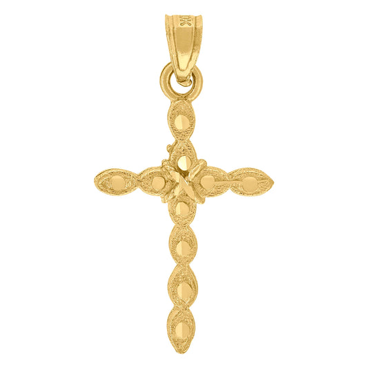 10kt Yellow Gold Mens Women Textured Cross Religious Charm Pendant