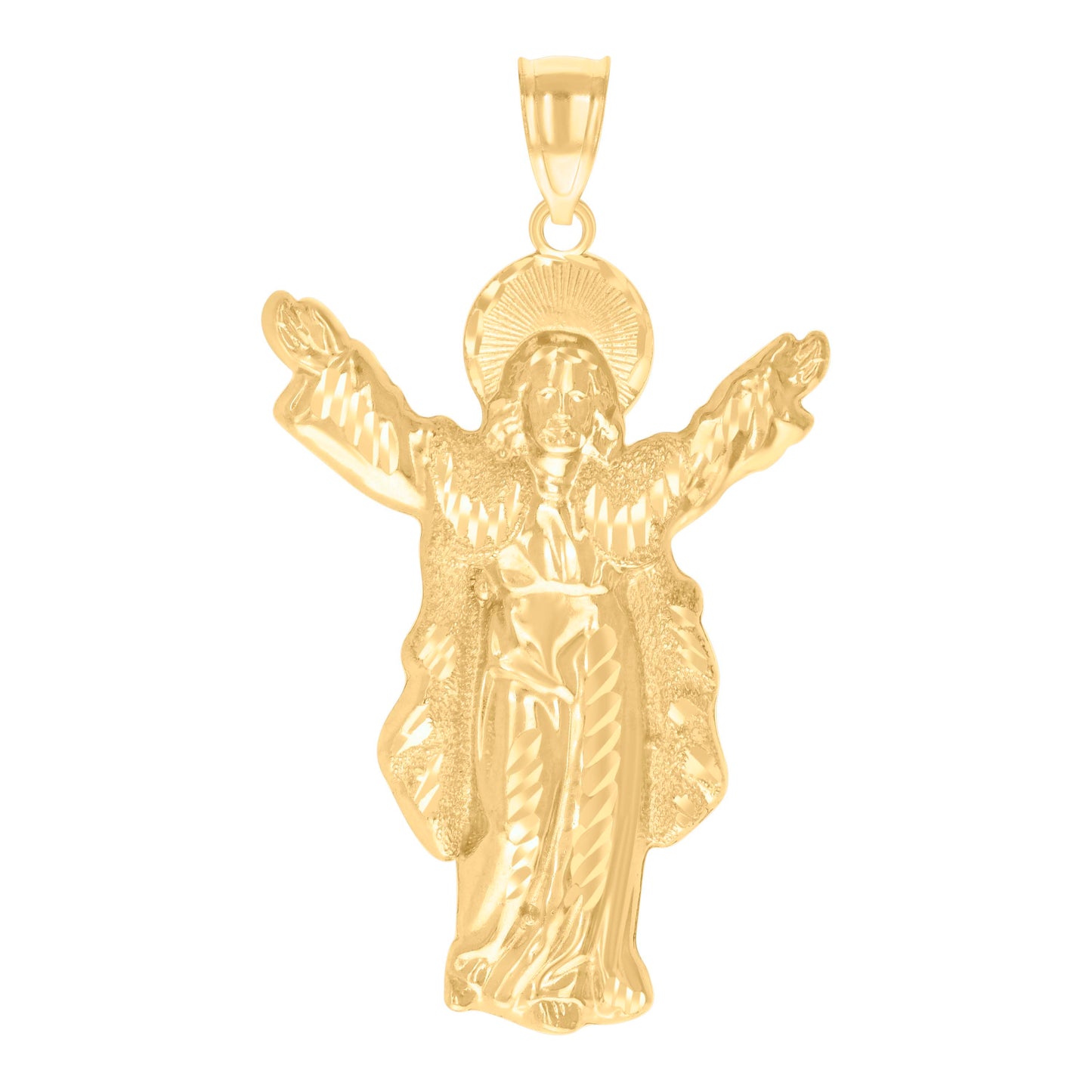 10k Yellow Gold Mens Jesus Religious Charm Pendant