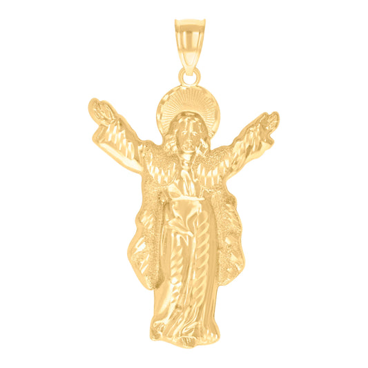 10k Yellow Gold Mens Jesus Religious Charm Pendant