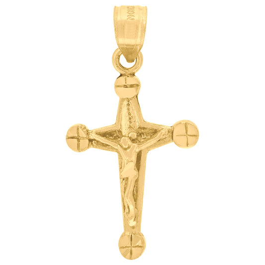 10kt Yellow Gold Womens Mens Unisex Jesus Crucifix Cross Religious Charm Pendant