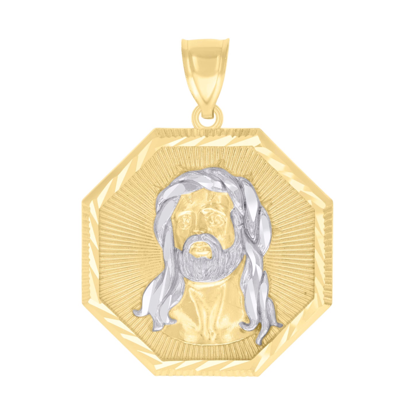 10kt Two-tone Gold Mens Jesus Religious Charm Pendant