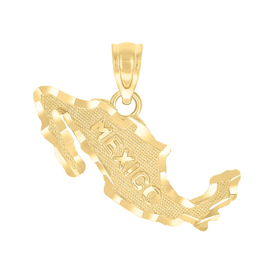 10k Yellow Gold Unisex Mexico Map Country Charm Pendant