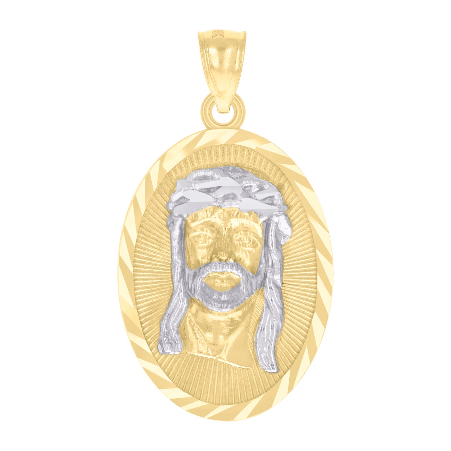 10kt Two-tone Gold Mens Jesus Religious Charm Pendant