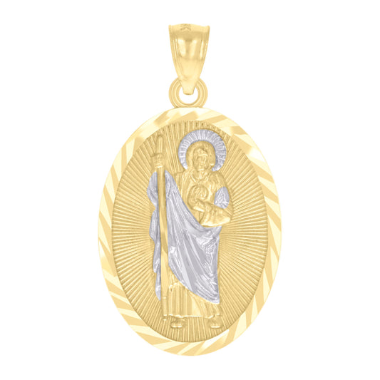 10kt Two-tone Gold Mens St. Jude Religious Charm Pendant
