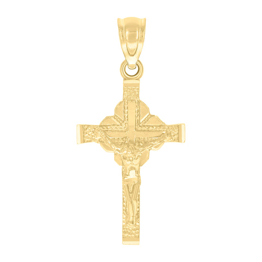 10kt Yellow Gold Womens Mens Unisex Jesus Crucifix Cross Religious Charm Pendant