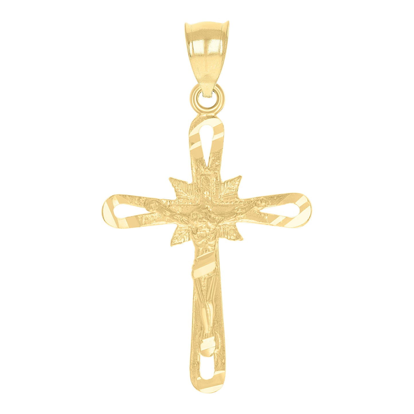 10kt Yellow Gold Womens Mens Unisex Jesus Crucifix Cross Religious Charm Pendant