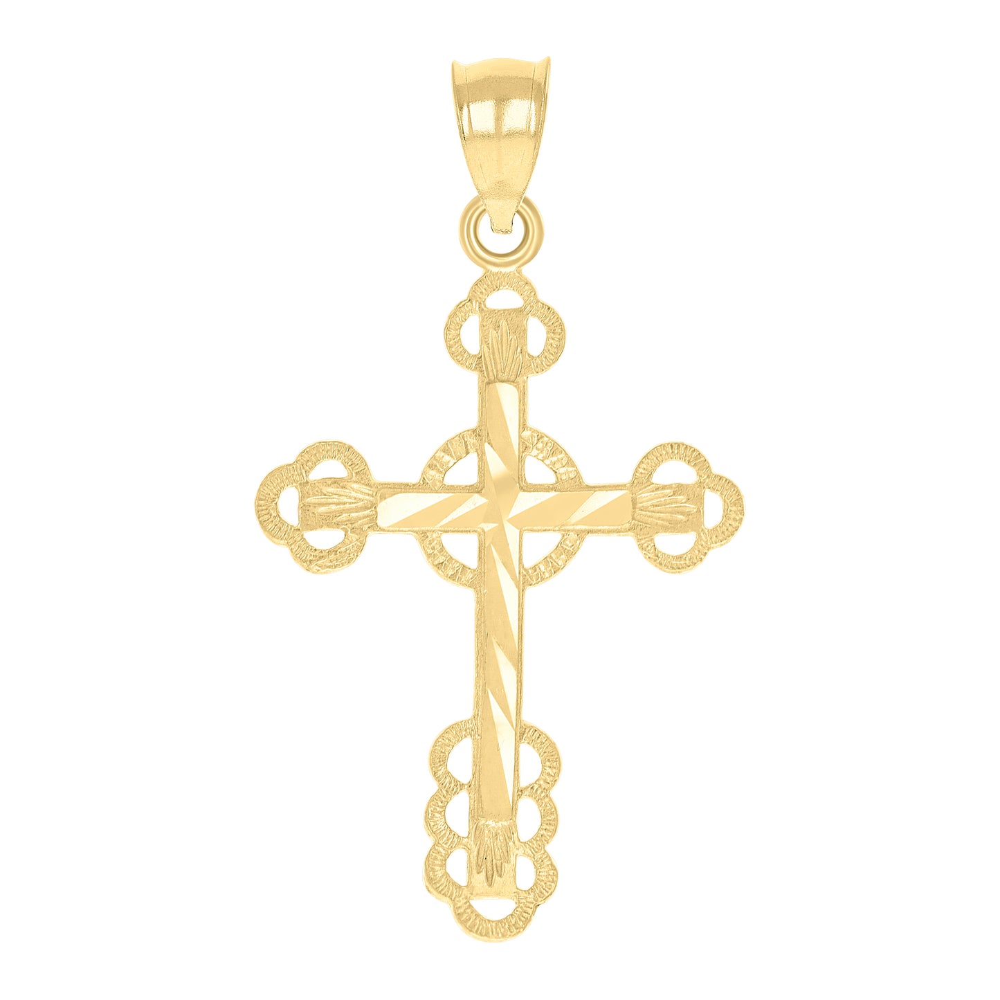 10kt Yellow Gold Mens Women Diamond-Cut Cross Religious Charm Pendant