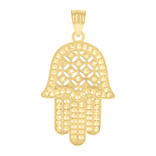 10kt Yellow Gold Unisex Hamsa Symbol Religious Charm Pendant