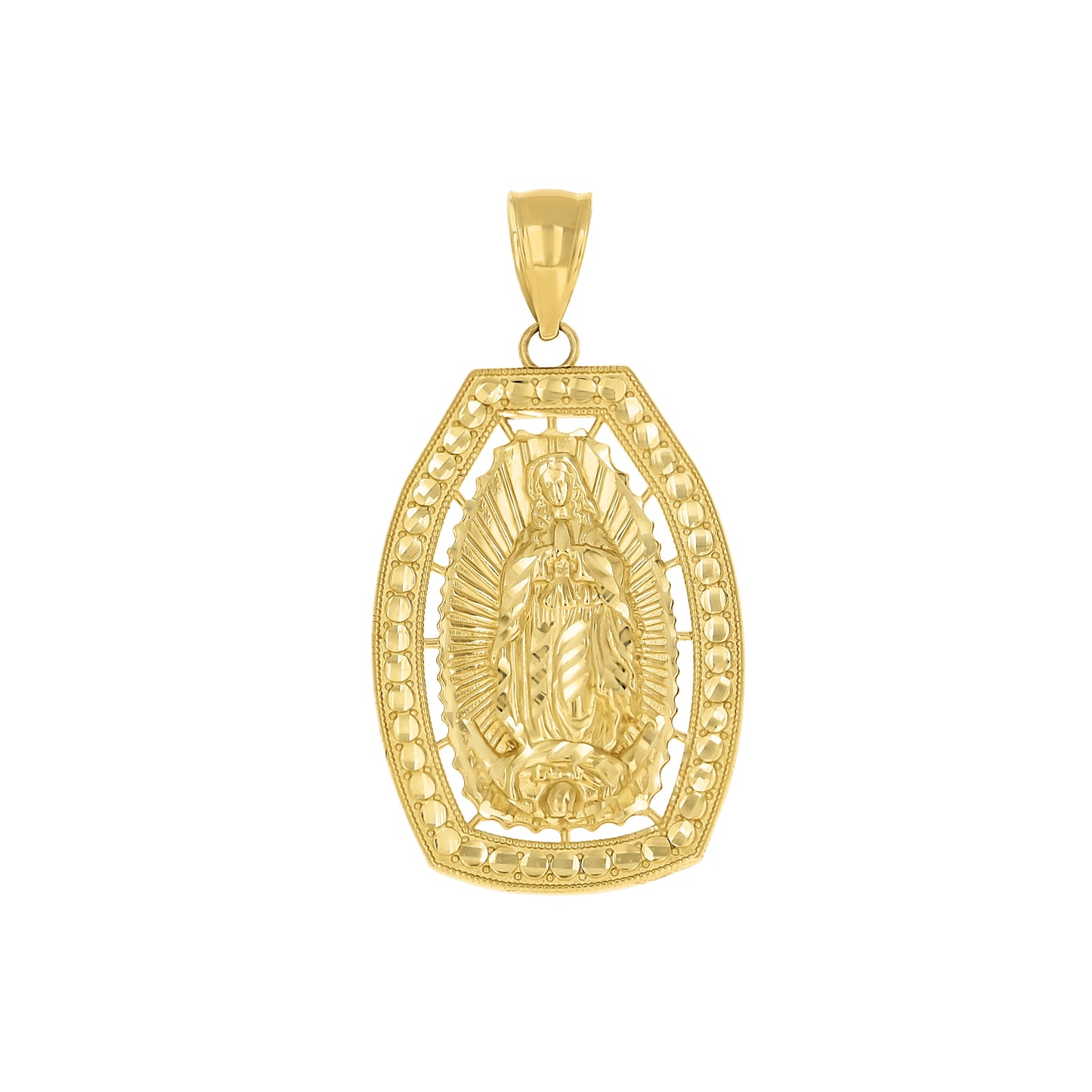 10kt Yellow Gold Mens Guadalupe Religious Charm Pendant