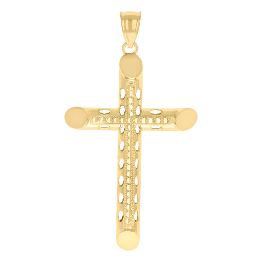 10kt Yellow Gold Mens Cross Religious Charm Pendant