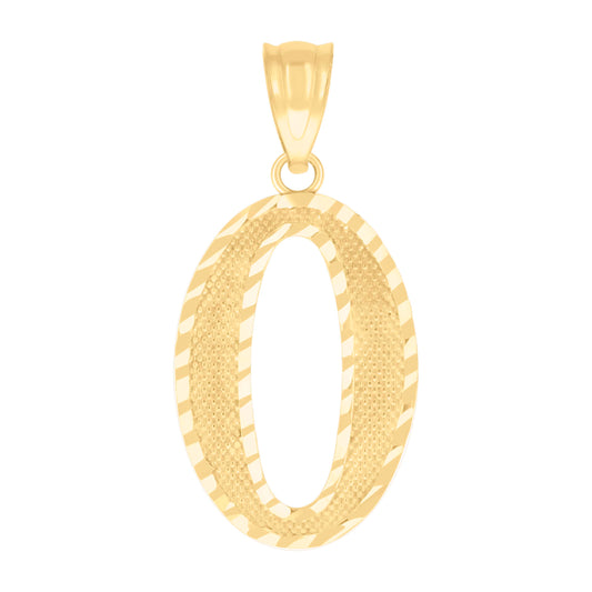 10k Yellow Gold Unisex Number 0 Nugget Charm Pendant
