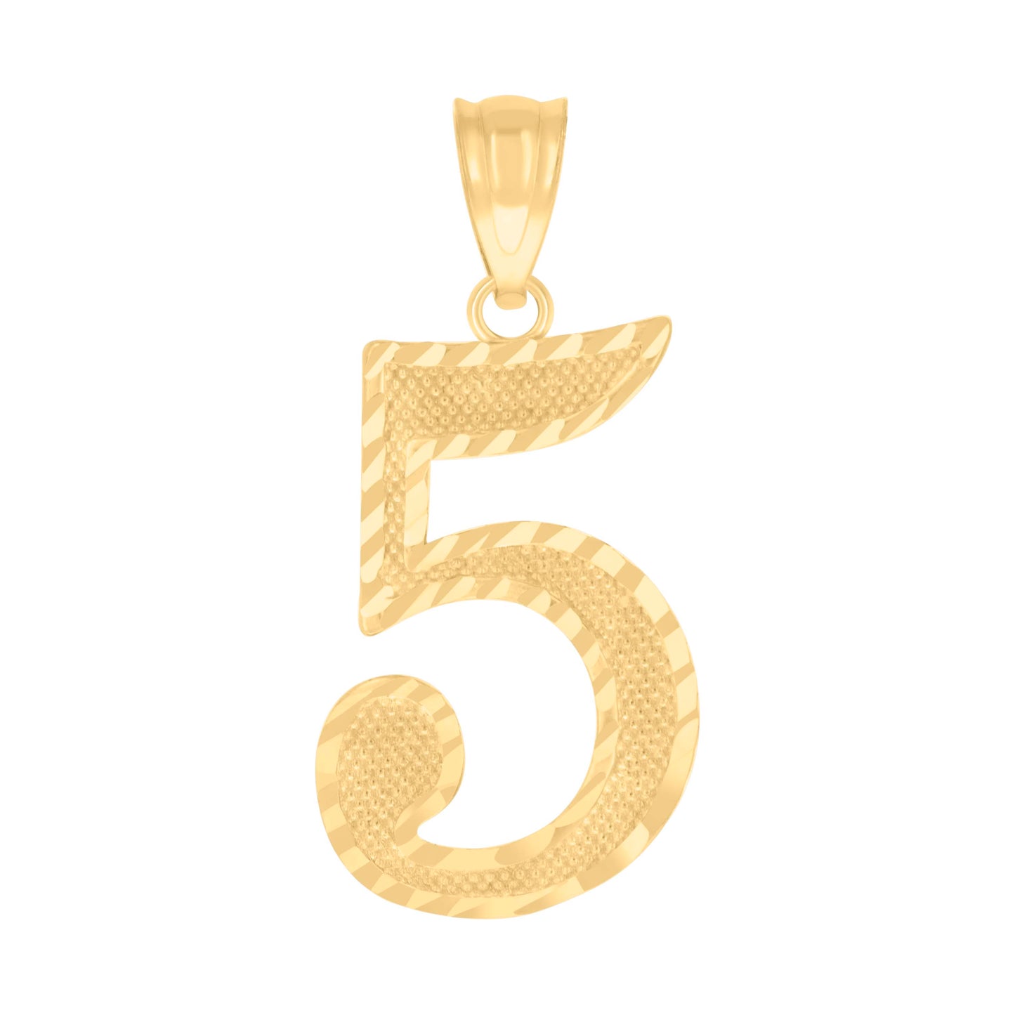 10k Yellow Gold Unisex Number 5 Charm Pendant