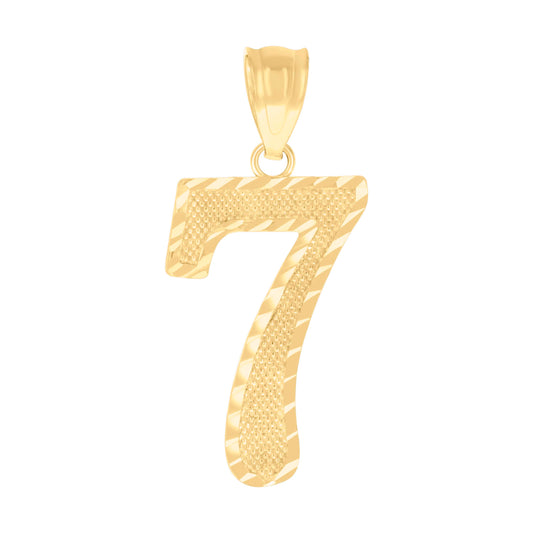 10k Yellow Gold Unisex Number 7 Charm Pendant
