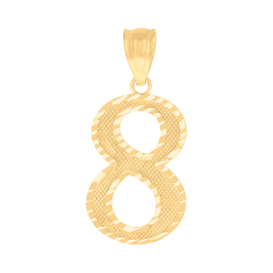 10k Yellow Gold Unisex Number 8 Charm Pendant