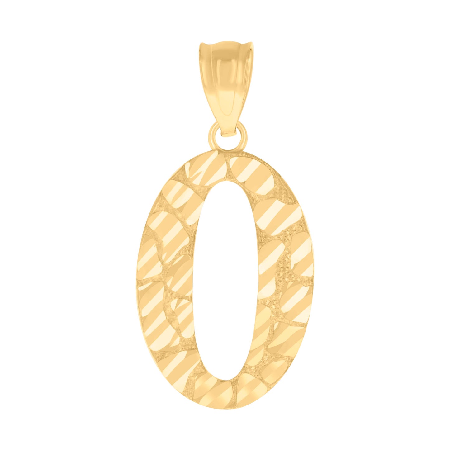 10k Yellow Gold Unisex Number 0 Nugget Charm Pendant