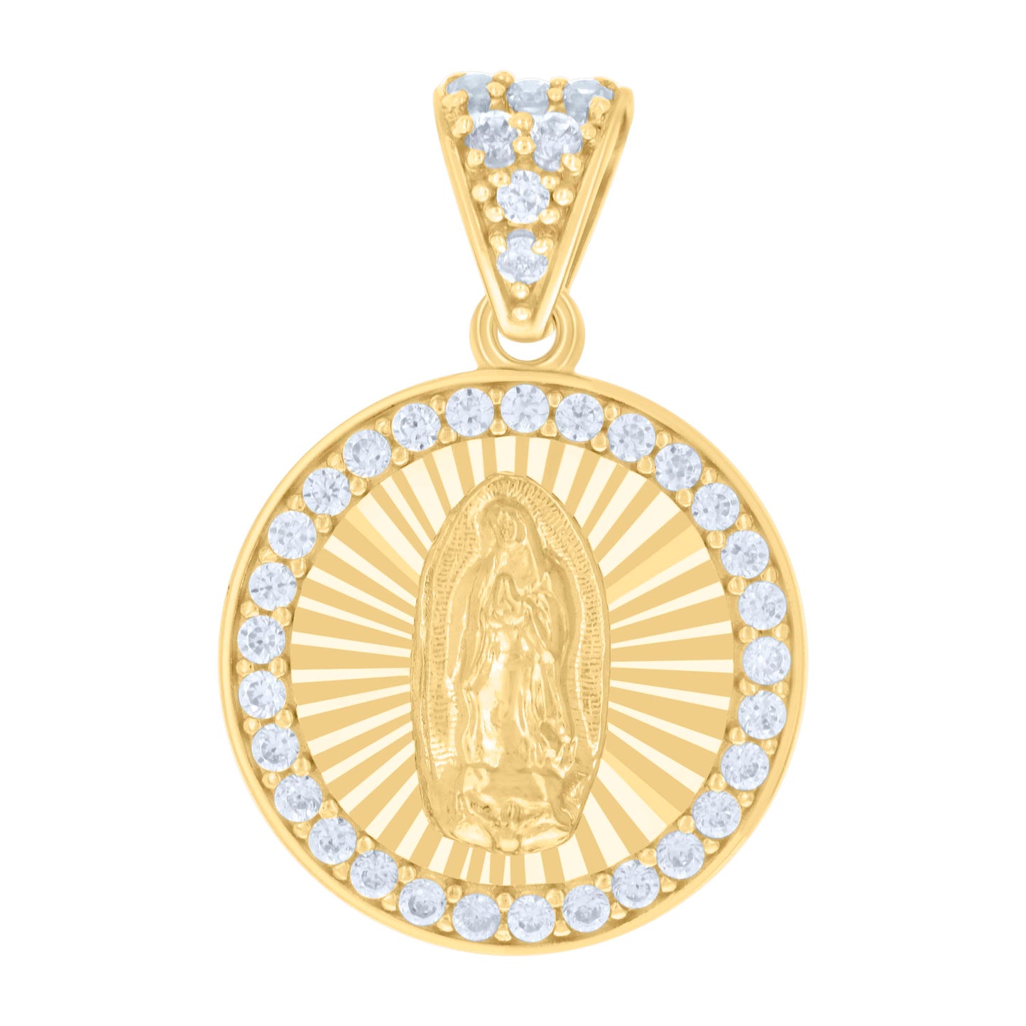 10kt Yellow Gold Womens Cubic-Zirconia Guadalupe Religious Charm Pendant