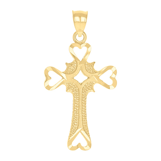 10kt Yellow Gold Womens Mens Unisex Cross Heart Charm Pendant