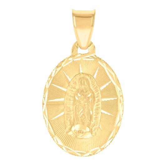 10kt Yellow Gold Womens Oval Guadalupe Religious Charm Pendant