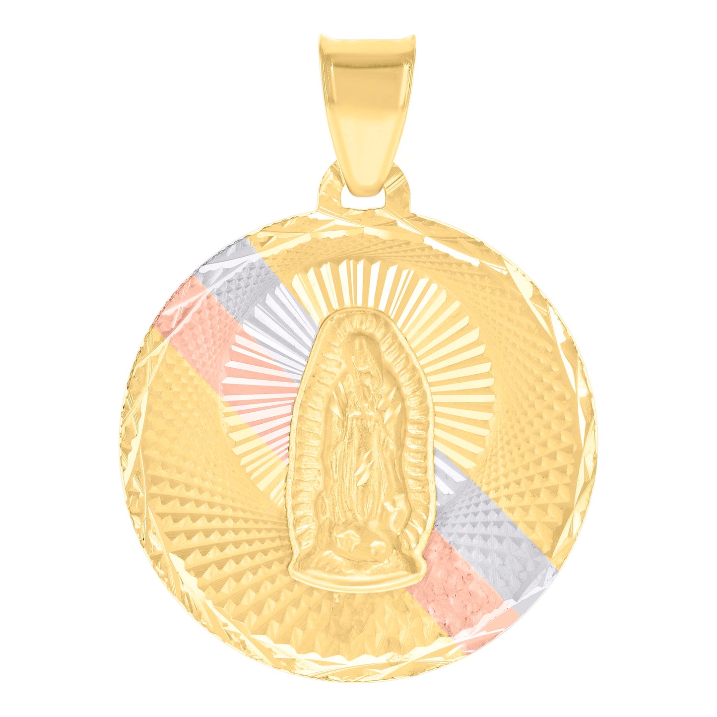 10kt Tri-Color Gold Womens Guadalupe Religious Charm Pendant