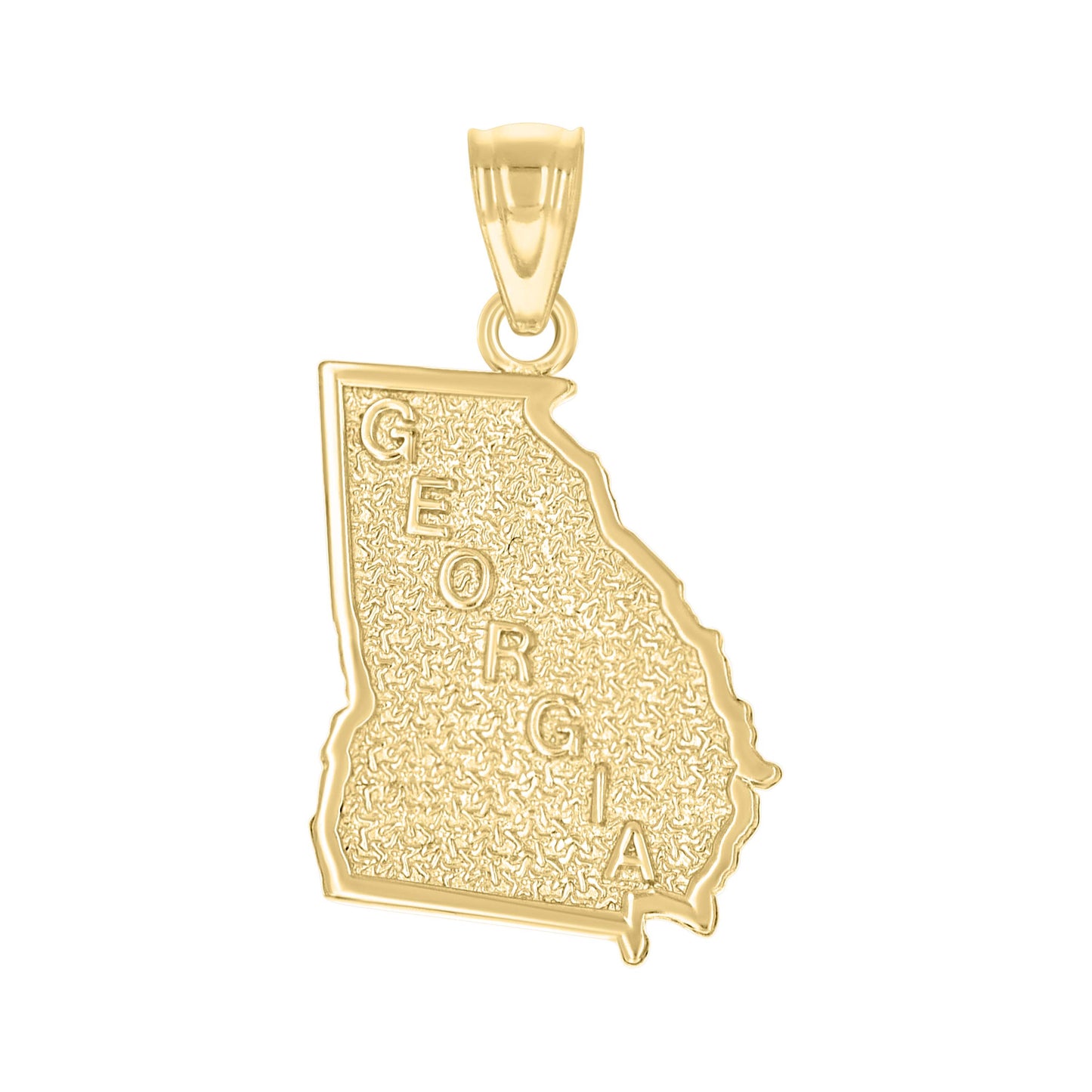10k Yellow Gold Mens Textured Georgia State Map Charm Pendant